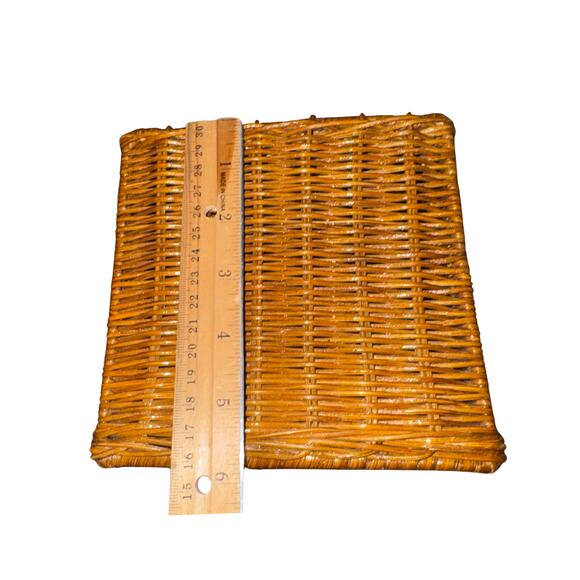 Vintage Square Wicker Tissue Box Cover – Boho Bathroom Rattan Holder 6” - Picture 4 of 7